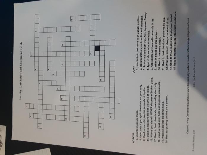 Kitchen safety crossword puzzle answers