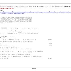 Hibbeler dynamics 14th edition solutions