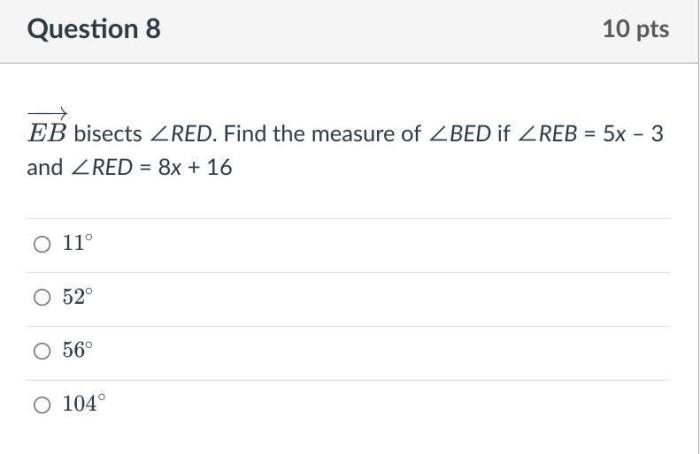 Given that eb bisects cea which statements must be true