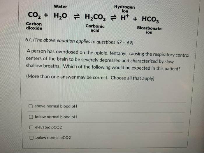 H2o co2 hco3 solved concentration ht transcribed examians